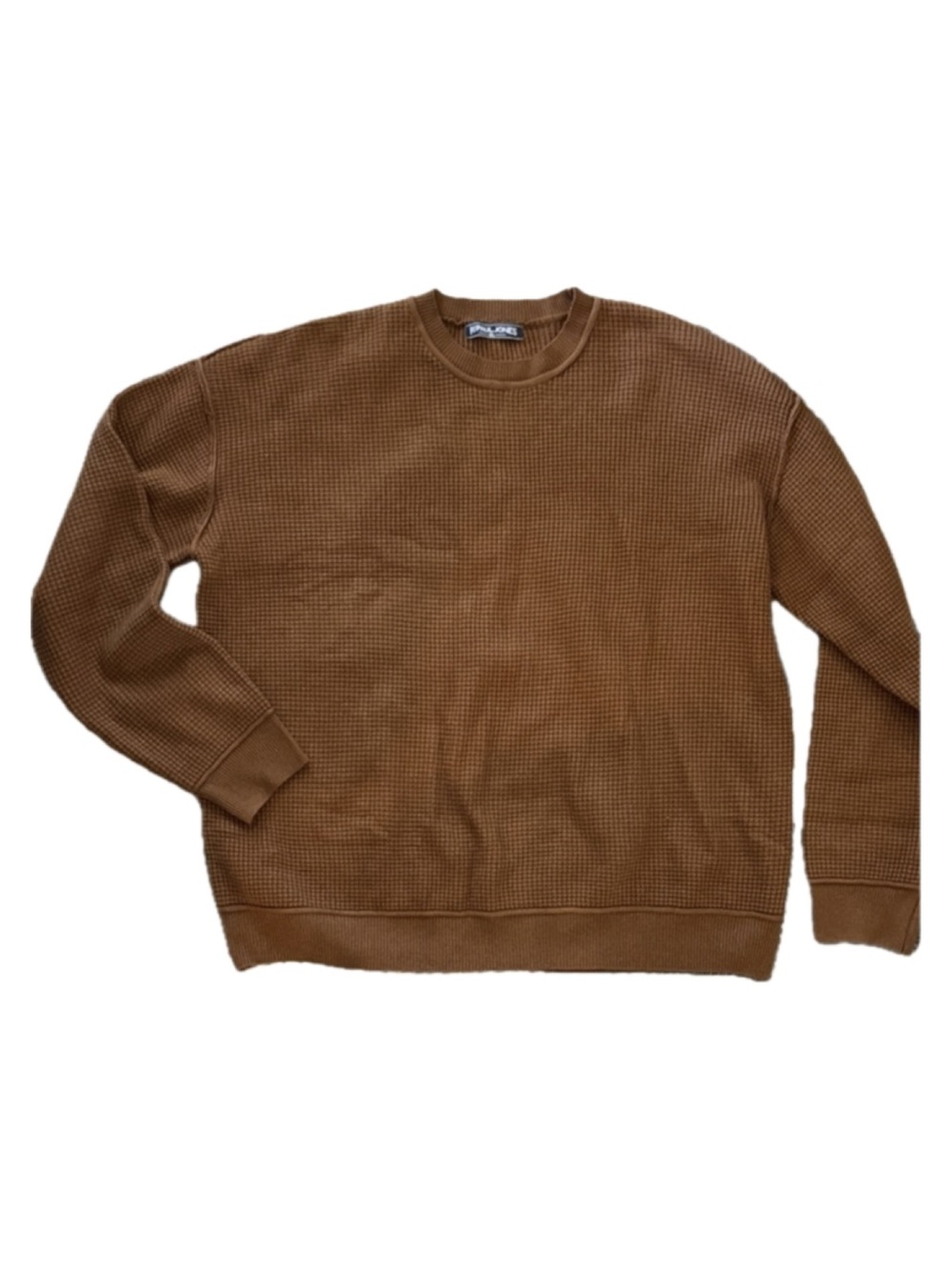 Paul Jones Men’s XL Waffle Knit Crewneck Sweater Brown Casual Pullover